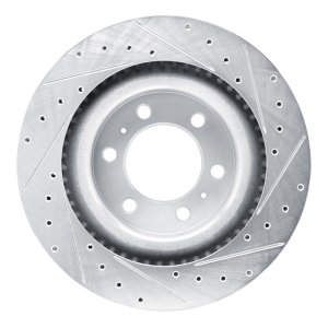 Lexus GX550 Brake Rotor (1) - Front Left - R1 Concepts - Drilled & Slotted - Silver - `22-`25
